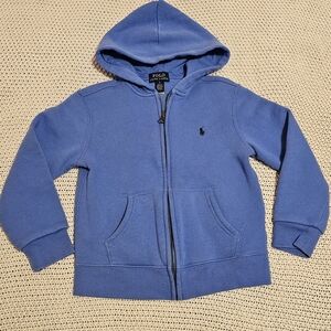 Polo Ralph Lauren Boys Fleece Zip-up Hoodie Pullover Blue Sweatshirt Size 5